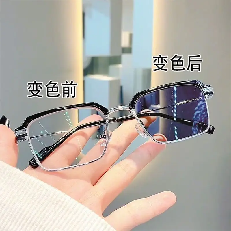 Men's Silver Half Frame Myopia Glasses with Prescription Anti-Blue Light - Image 8