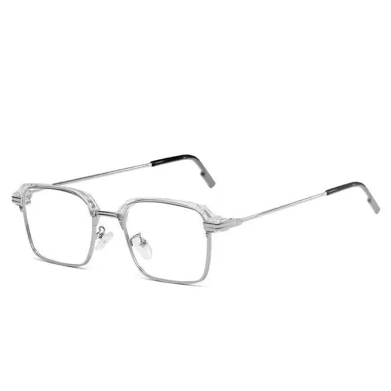 Men's Silver Half Frame Myopia Glasses with Prescription Anti-Blue Light - Image 9