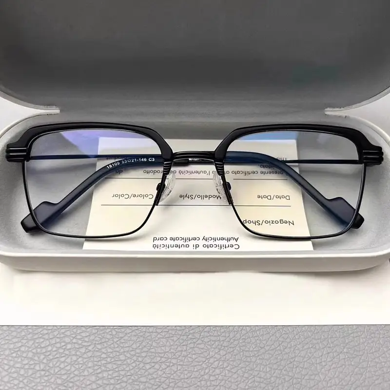 Men's Silver Half Frame Myopia Glasses with Prescription Anti-Blue Light - Image 3
