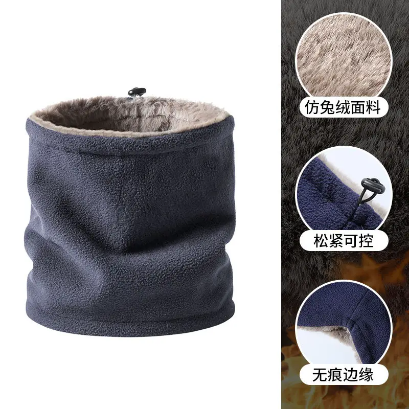 Men Winter Neck Scarf Warm Fleece Blue Adjustable - Image 2