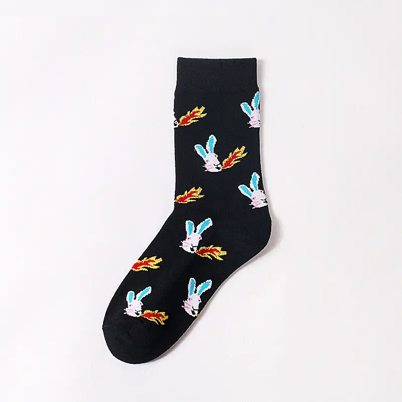 Socks men's autumn and winter stockings fancy women's socks black thick socks sports cotton socks Xinjiang cotton hip hop ins fashion socks