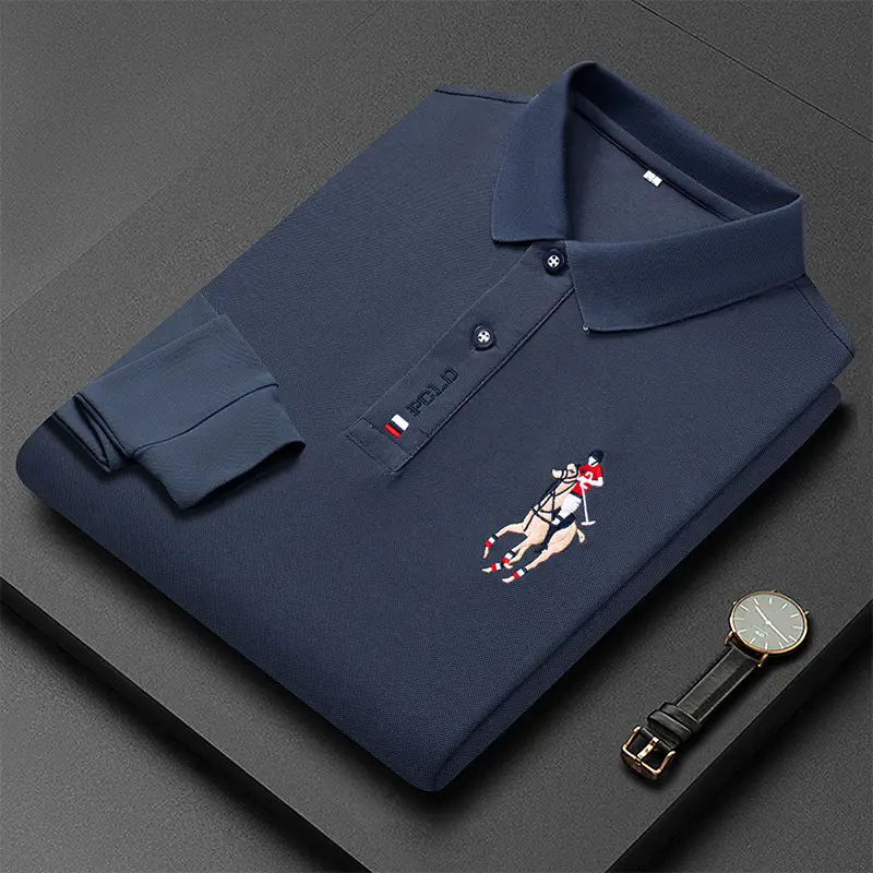 Men's 2022 Embroidered Polo Shirt Solid Green - Image 7