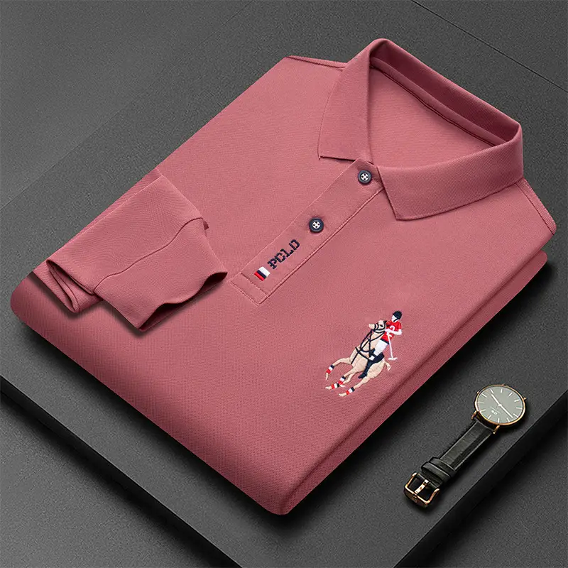 Men's 2022 Embroidered Polo Shirt Solid Green - Image 9