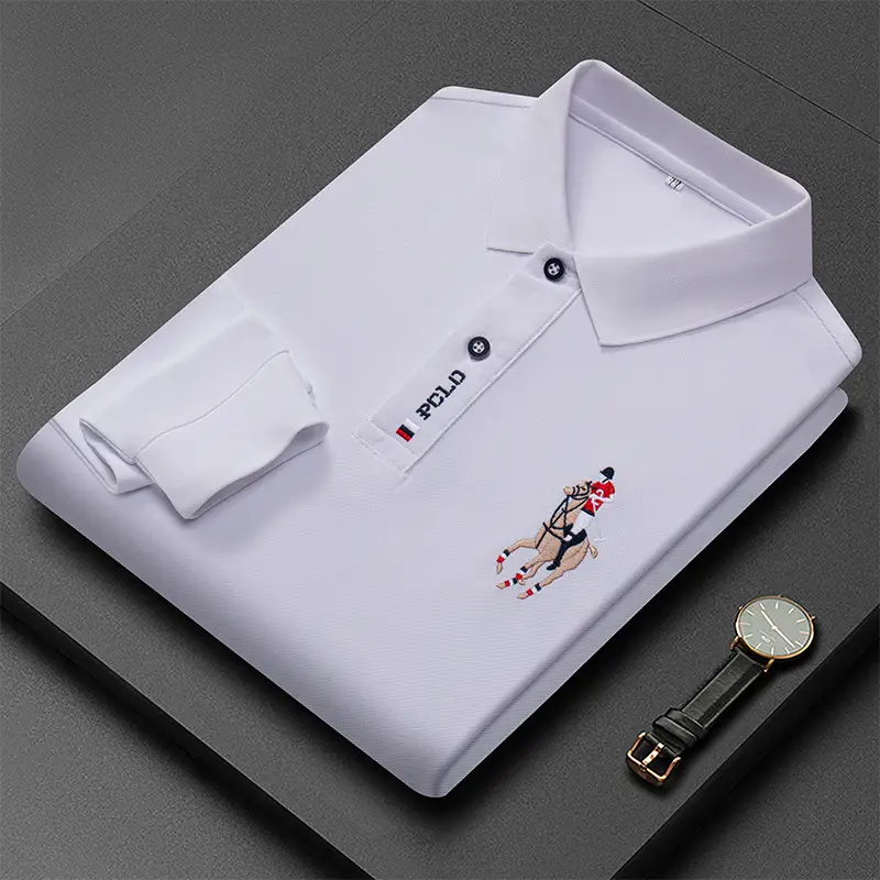Men's 2022 Embroidered Polo Shirt Solid Green - Image 10