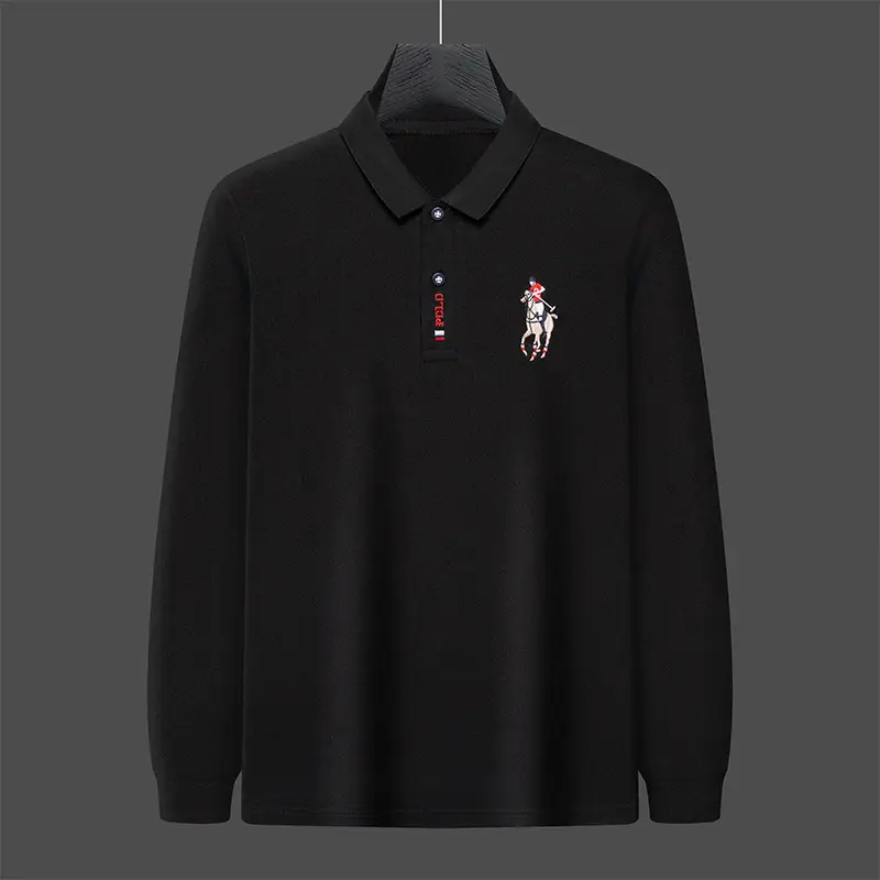 Men's 2022 Embroidered Polo Shirt Solid Green - Image 2