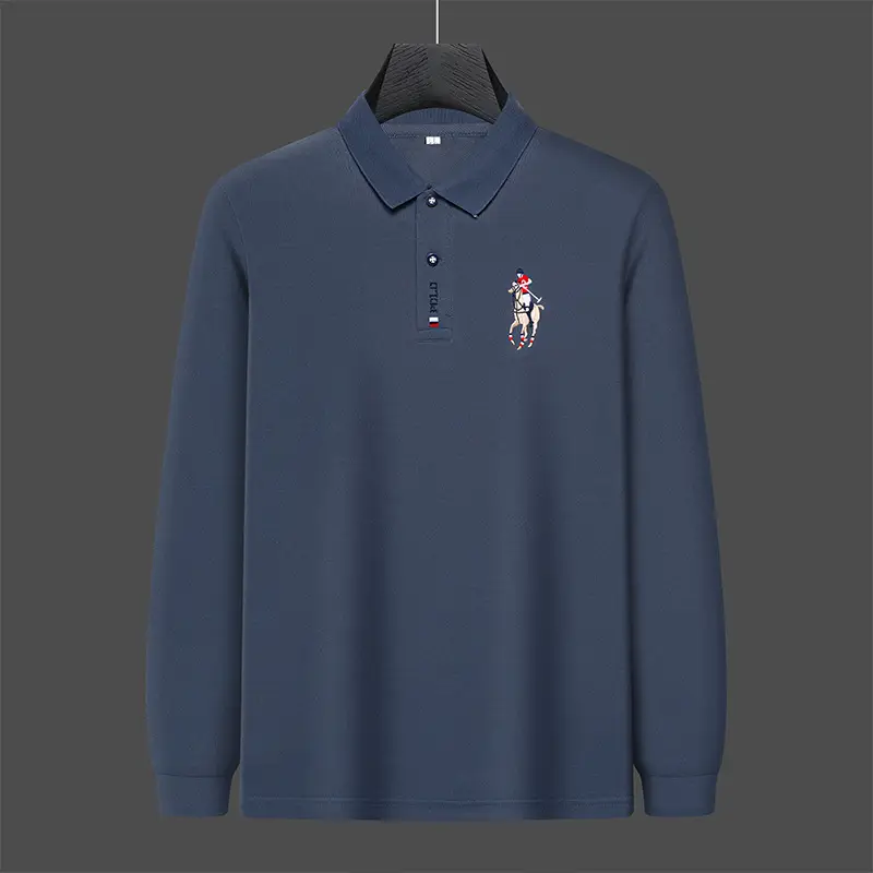 Men's 2022 Embroidered Polo Shirt Solid Green - Image 3