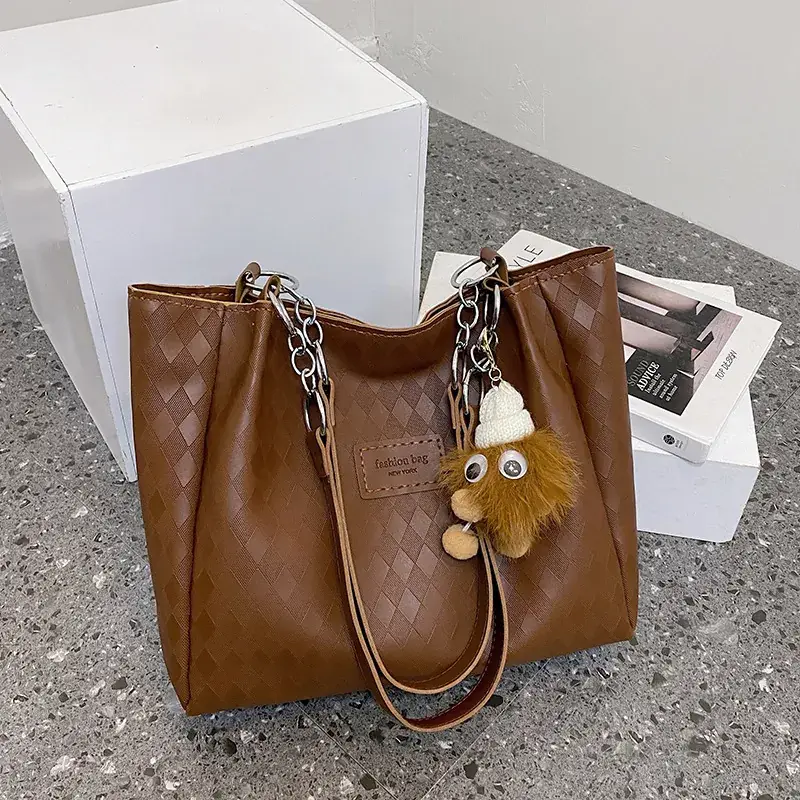 Women's Large Capacity Shoulder Tote Bag Beige - Image 10