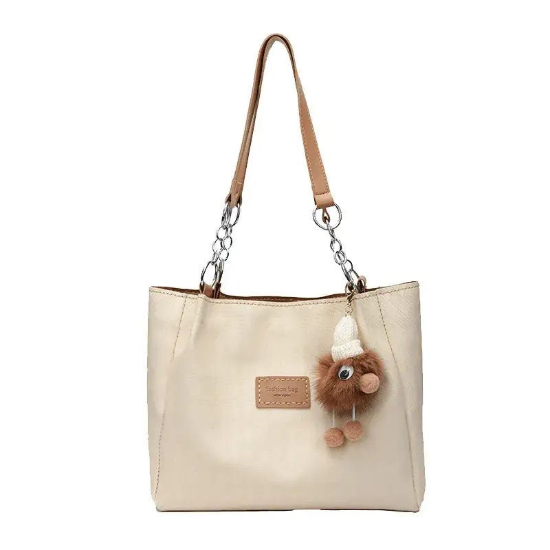 Women's Large Capacity Shoulder Tote Bag Beige - Image 13