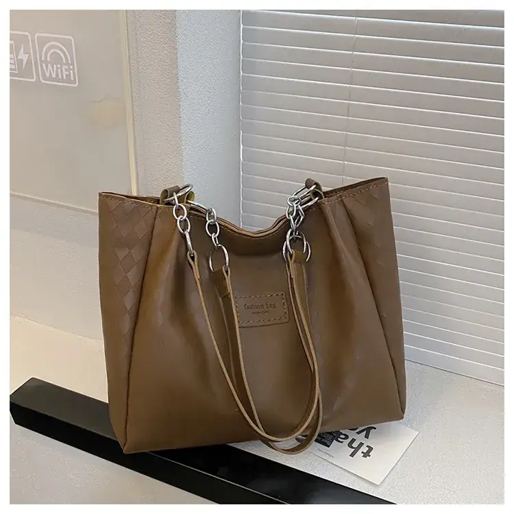 Women's Large Capacity Shoulder Tote Bag Beige - Image 3