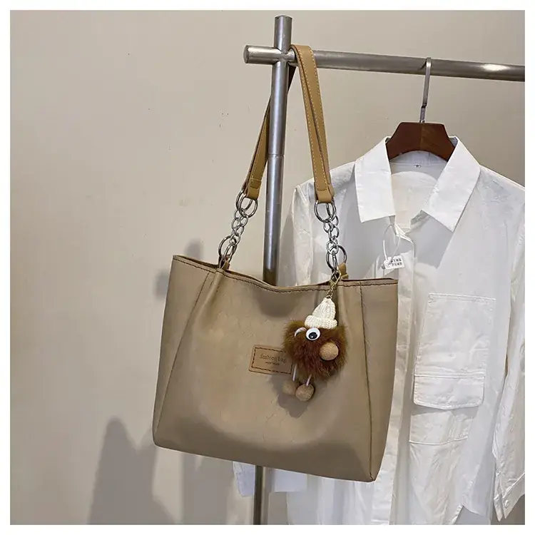 Women's Large Capacity Shoulder Tote Bag Beige - Image 6