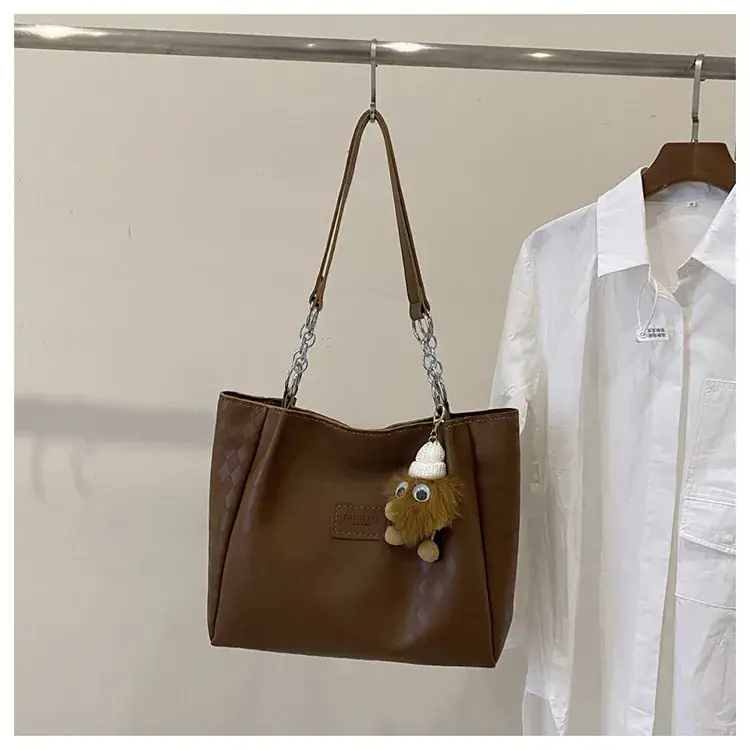 Women's Large Capacity Shoulder Tote Bag Beige - Image 7