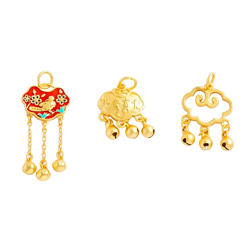 Gold Sand Gold Baby Ruyi Lock Bracelet Necklace Bird Language Flower Fragrance Lotus Pendant - Image 8