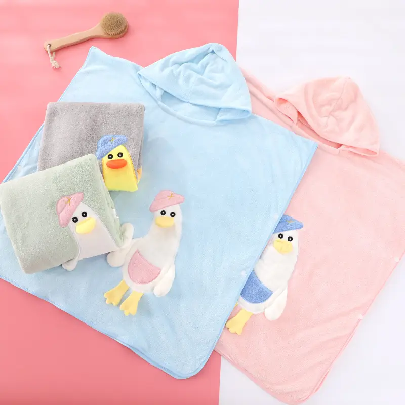 Children's Cartoon Goose Bath Towel Blanket Coral Fleece - Image 8