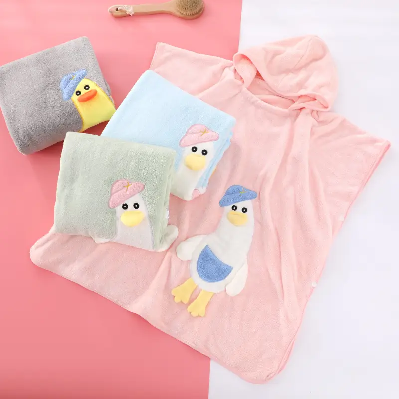Children's Cartoon Goose Bath Towel Blanket Coral Fleece - Image 9