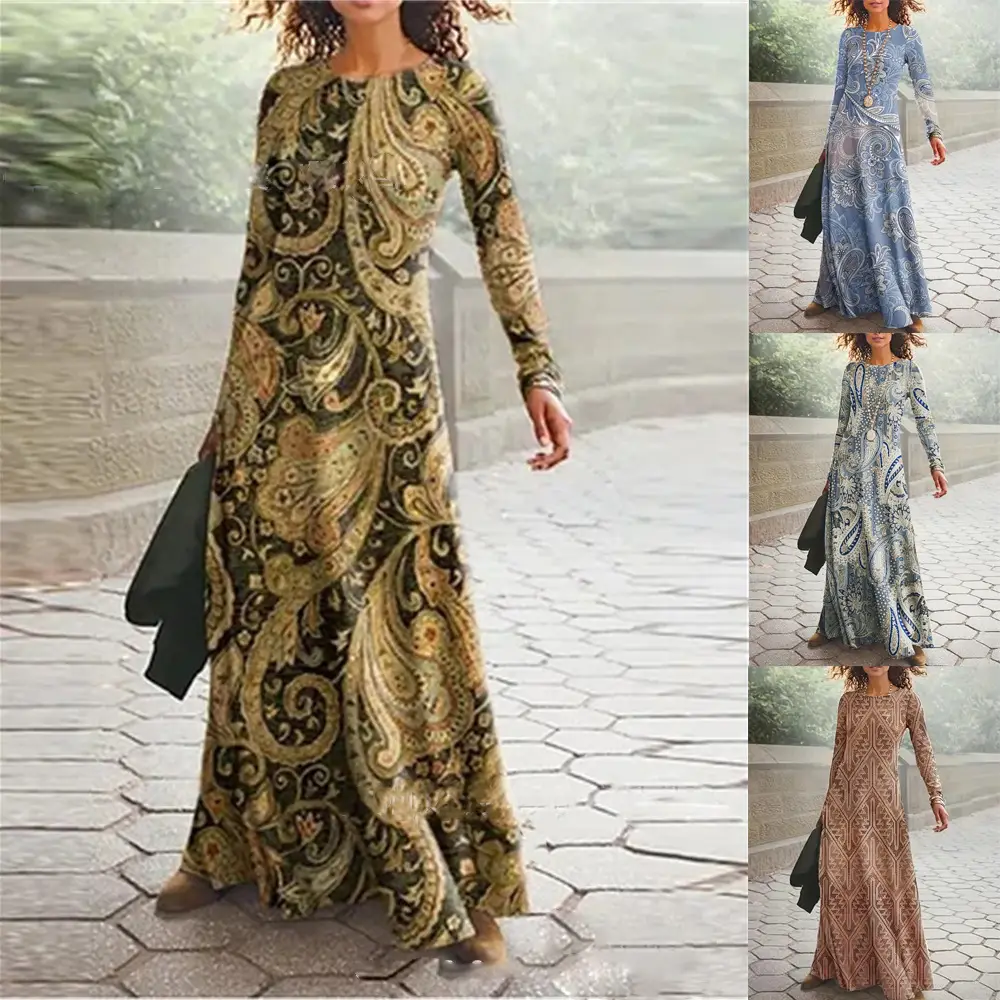 2025 Spring Floral Paisley Long Sleeve Dress - Image 5