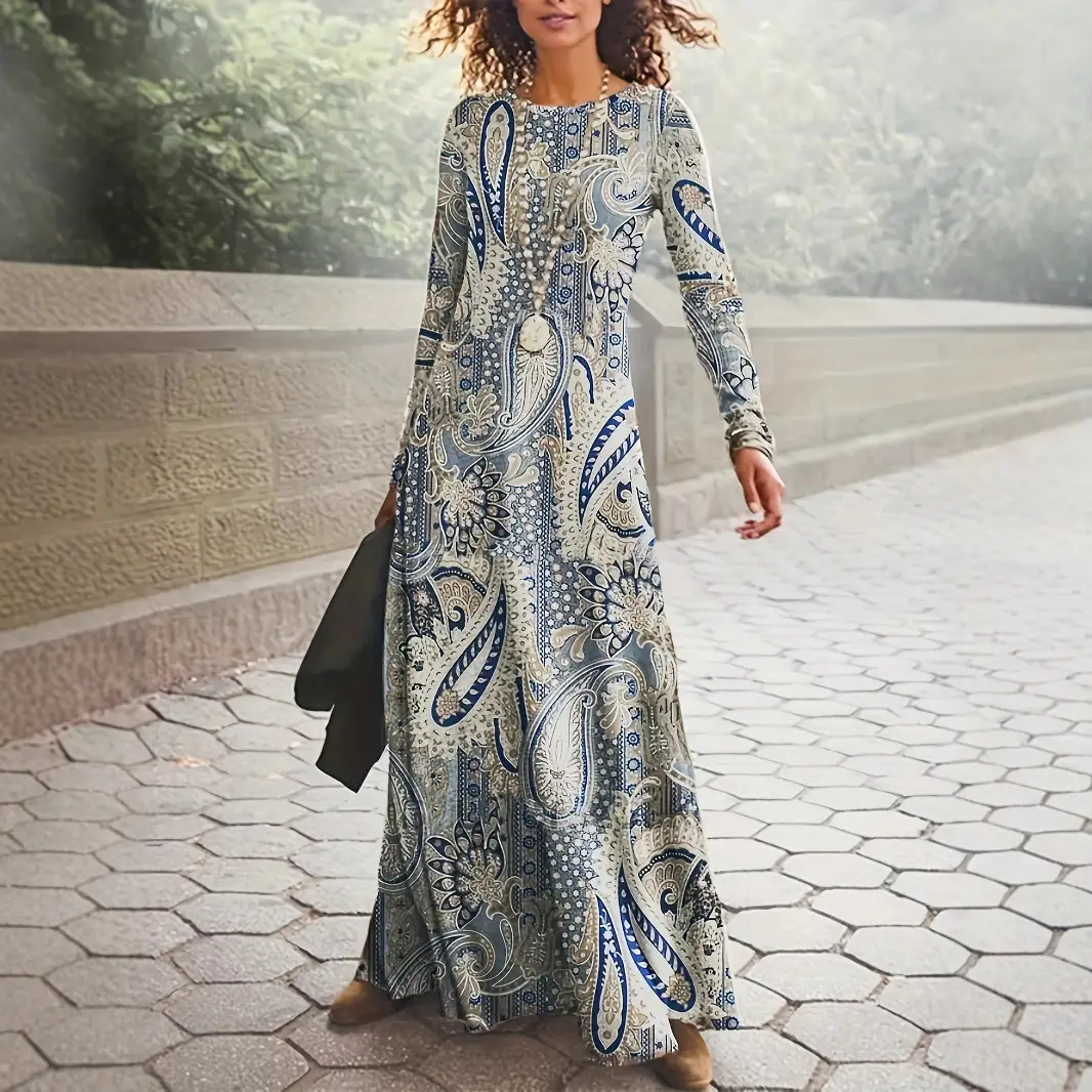 2025 Spring Floral Paisley Long Sleeve Dress - Image 6