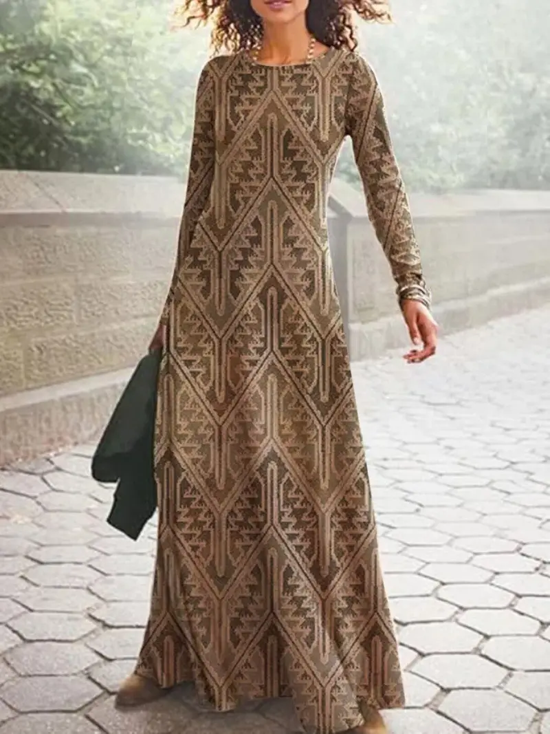 2025 Spring Floral Paisley Long Sleeve Dress - Image 3