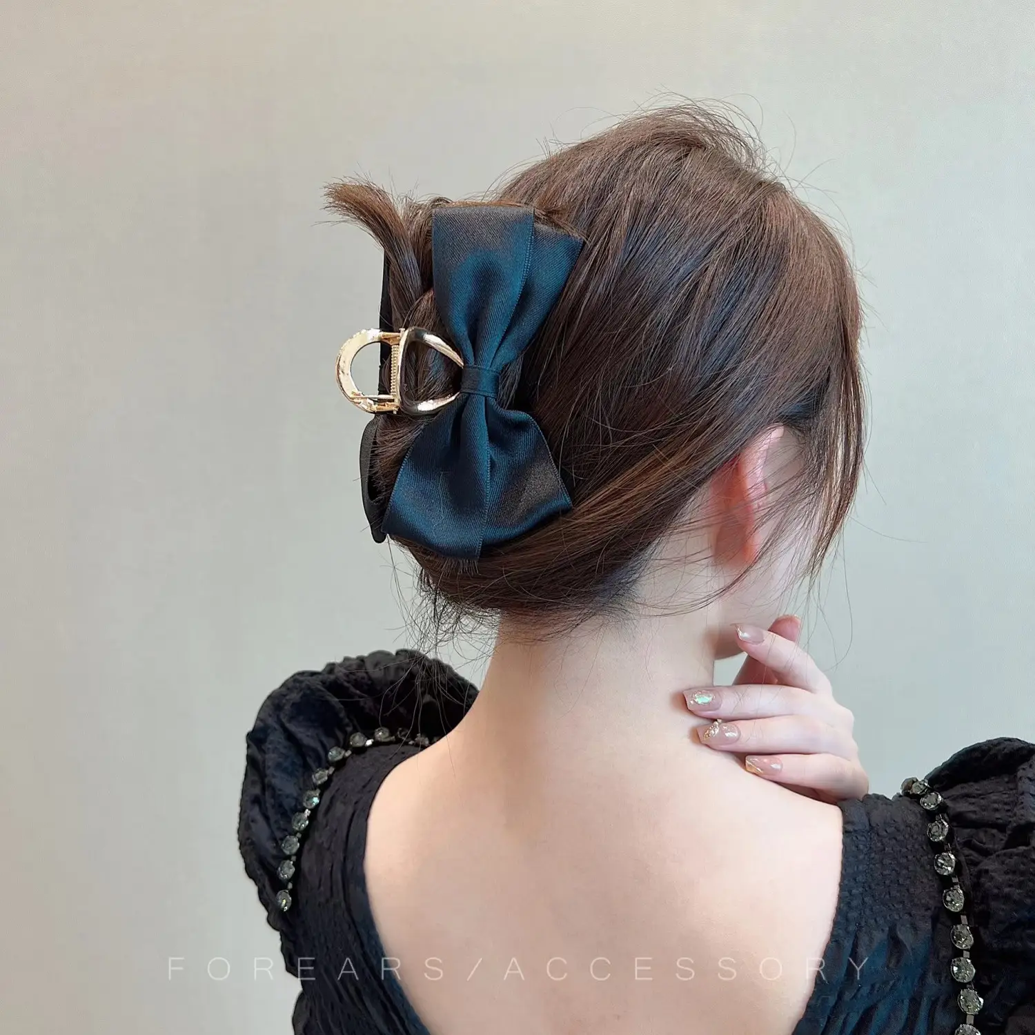Satin Bow Hairpin Clip Back Head Disc Large Hairpin — feature 9