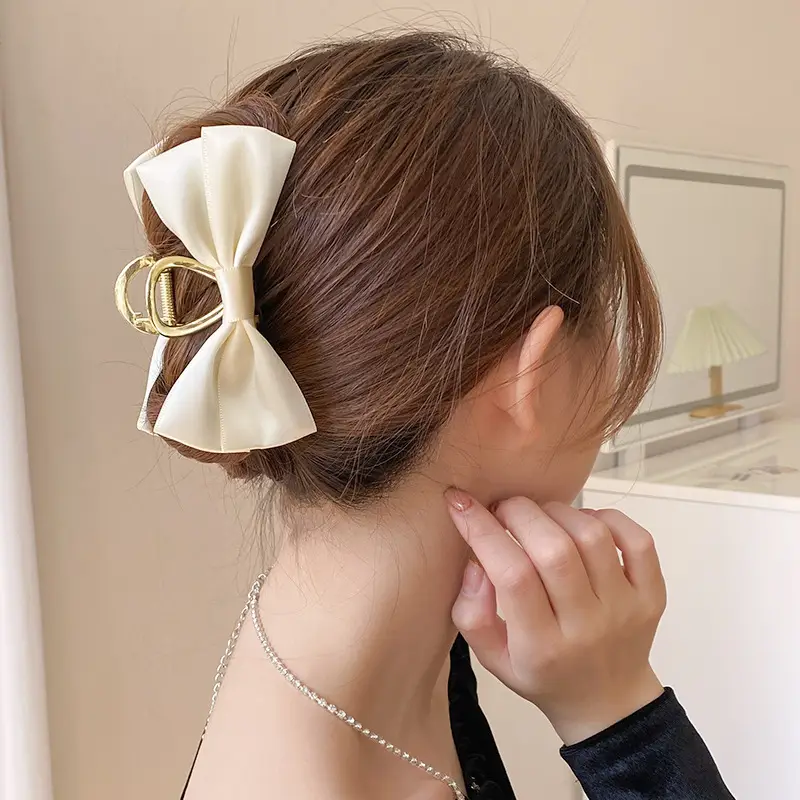 Satin Bow Hairpin Clip Back Head Disc Large Hairpin — feature 11