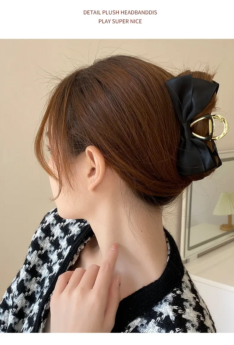 Satin Bow Hairpin Clip Back Head Disc Large Hairpin — feature 4