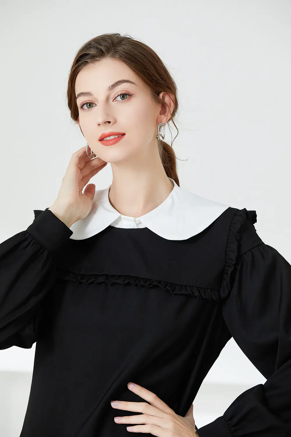 White Chiffon Fake Collar Shirt for Women — feature 4
