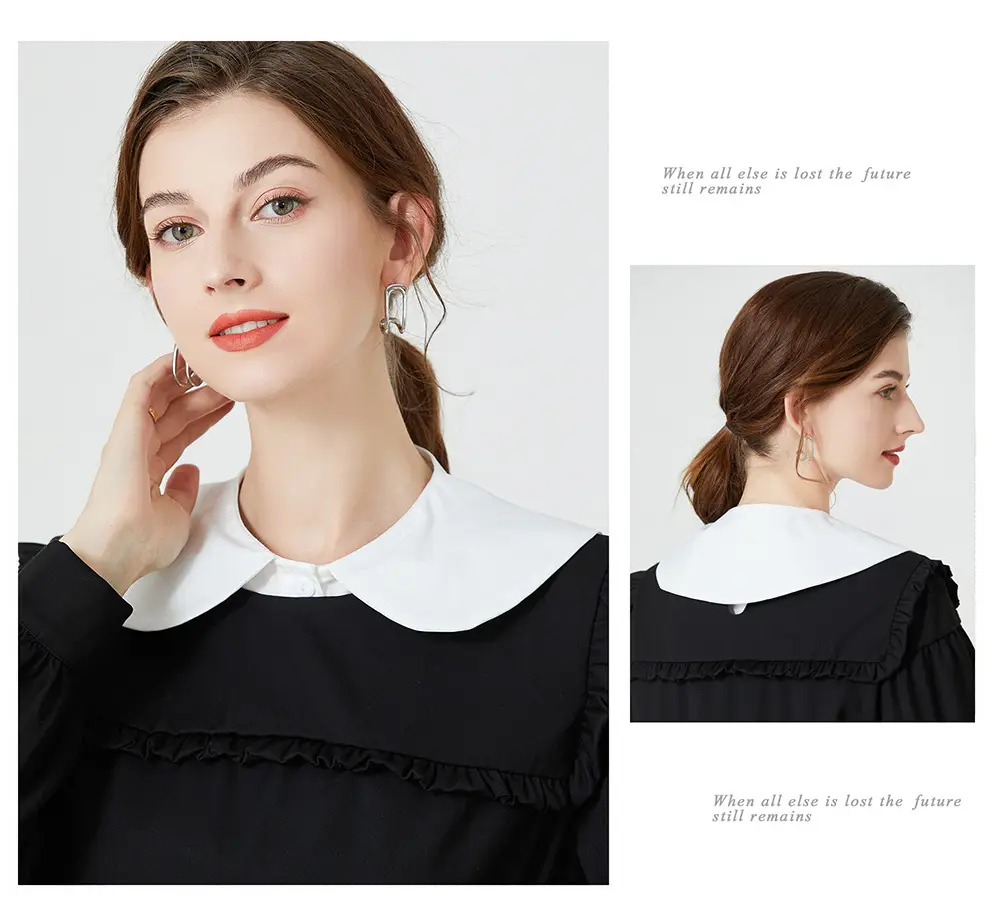 White Chiffon Fake Collar Shirt for Women — feature 7