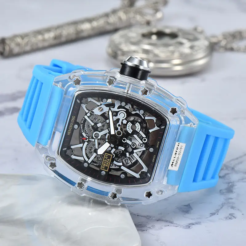 Transparent Rubber Watch with Skeleton Design - Image 4