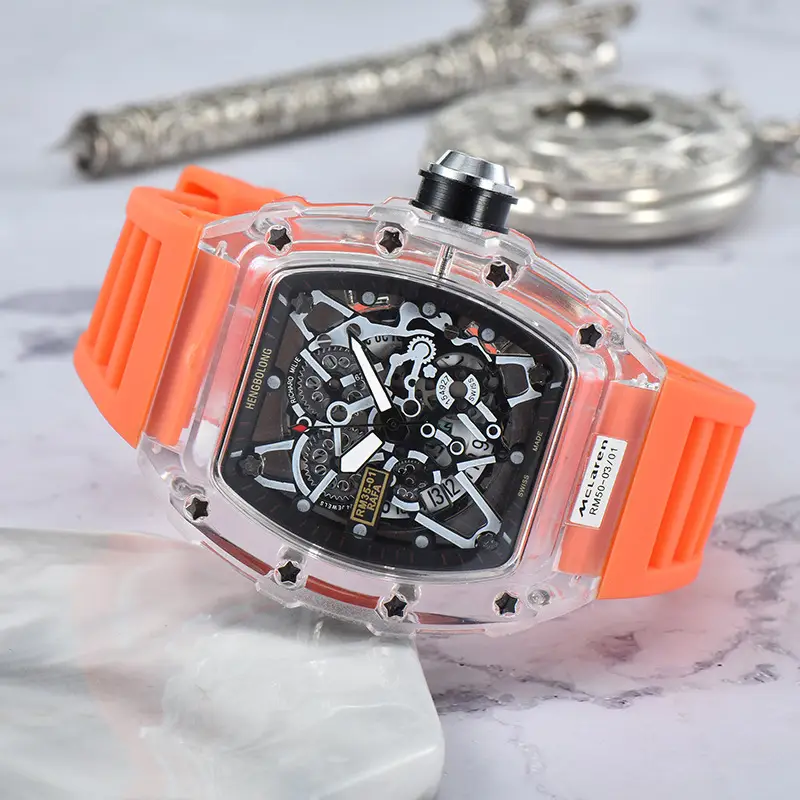 Transparent Rubber Watch with Skeleton Design - Image 5
