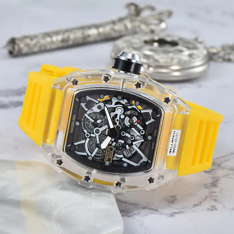 Transparent Rubber Watch with Skeleton Design - Image 6
