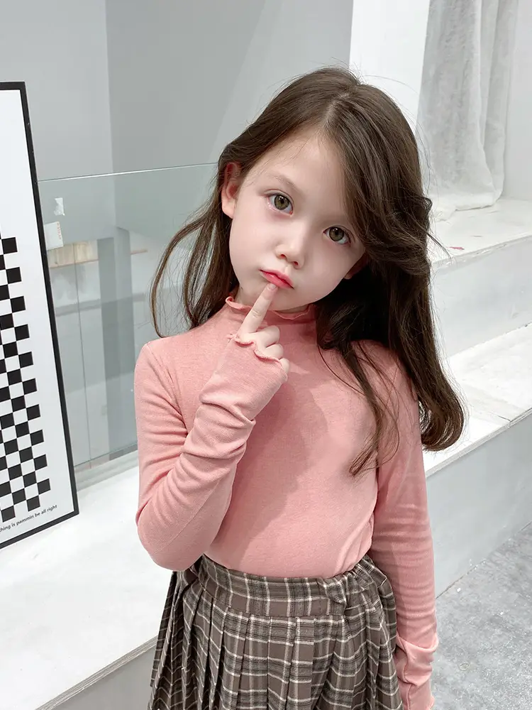 Girls Fleece Half-Turtleneck Shirt with Long Sleeve Cap - Image 15
