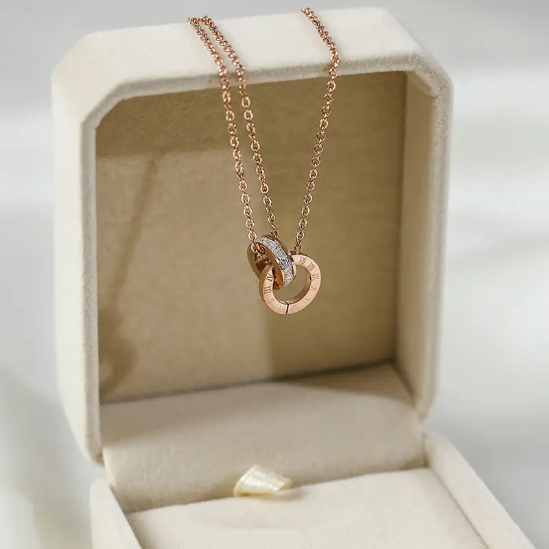 18K Gold Double Roman Ring Necklace Set