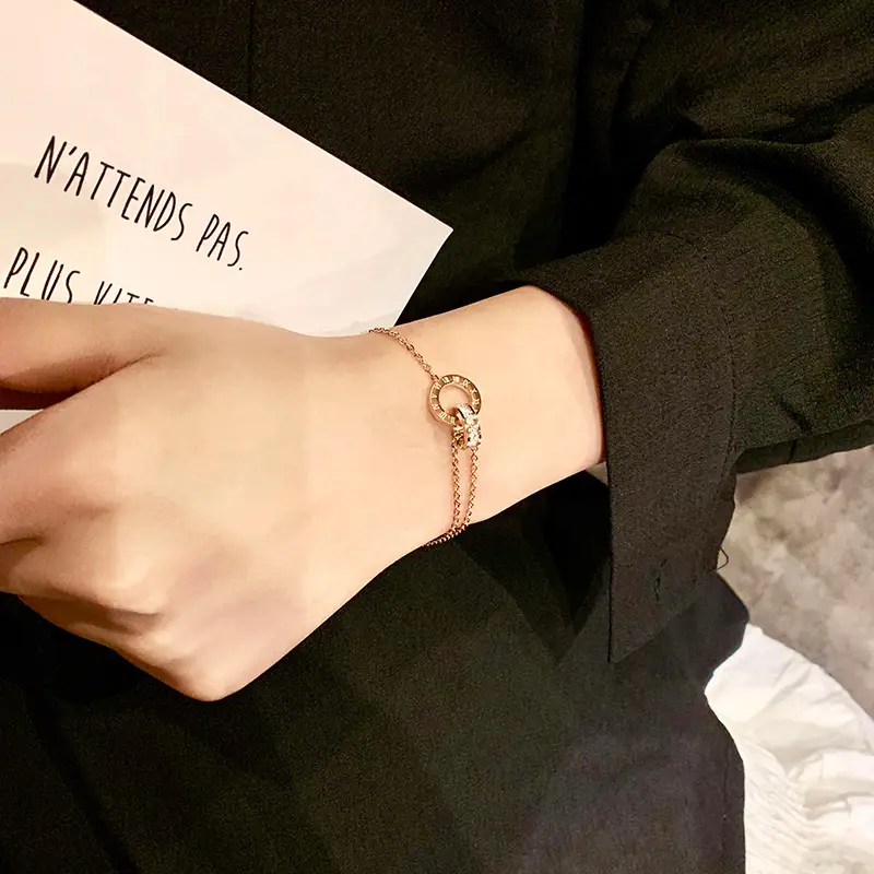 18K Gold Double Roman Ring Necklace Set