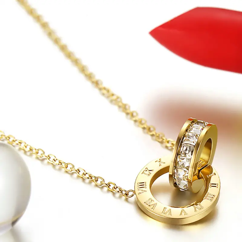 18K Gold Double Roman Ring Necklace Set