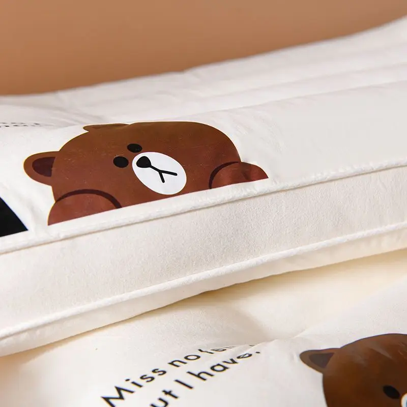 Cotton Low Filled Pillow for Kids Adults Feather Silk