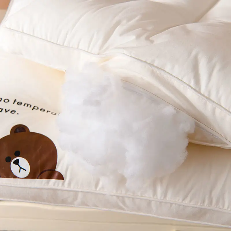 Cotton Low Filled Pillow for Kids Adults Feather Silk