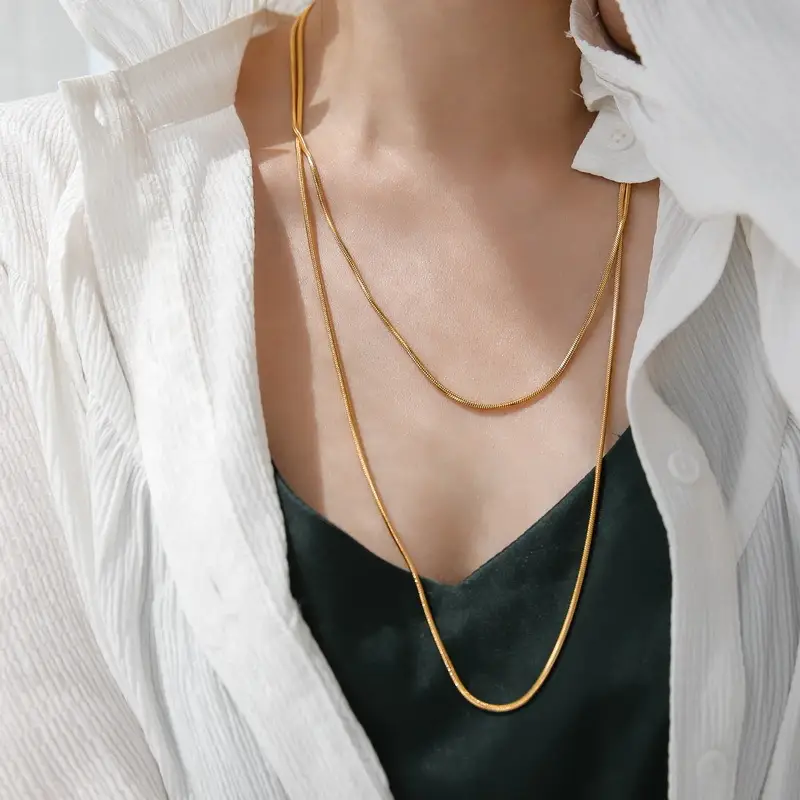 18K Gold Plated Snake Bone Necklace for Women - Image 4