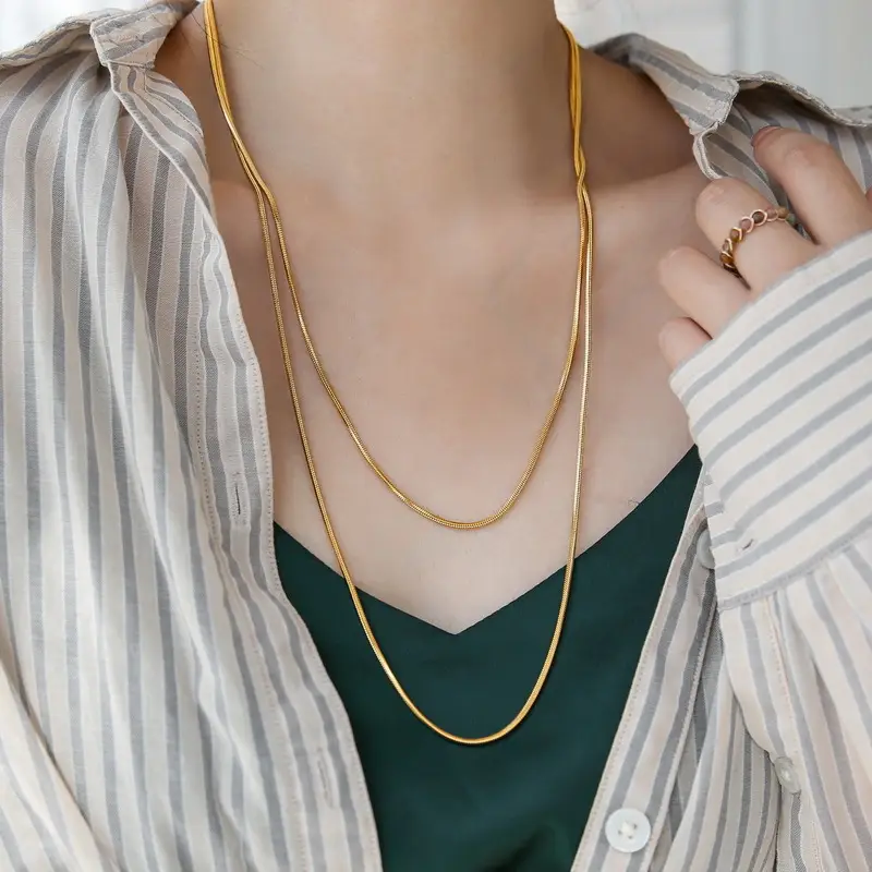 18K Gold Plated Snake Bone Necklace for Women - Image 5