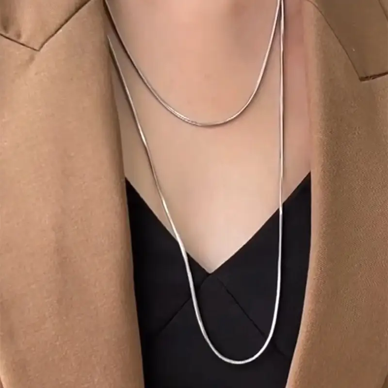 18K Gold Plated Snake Bone Necklace for Women - Image 2
