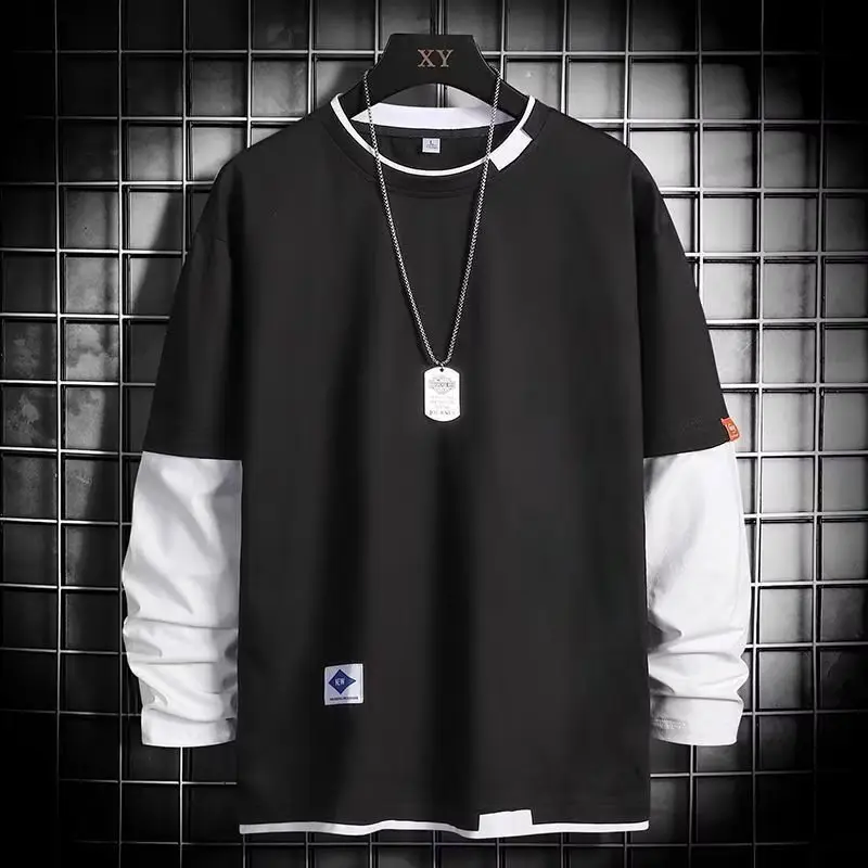 Men Ins American Sweatshirt Beige Loose Fit - Image 9