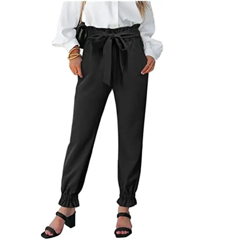 Green High Waist Lace-up Trousers for Women - Image 6