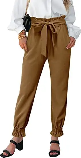 Green High Waist Lace-up Trousers for Women - Image 3
