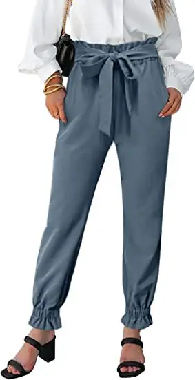 Green High Waist Lace-up Trousers for Women - Image 4