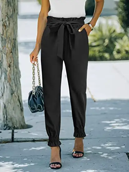 Green High Waist Lace-up Trousers for Women — feature 1