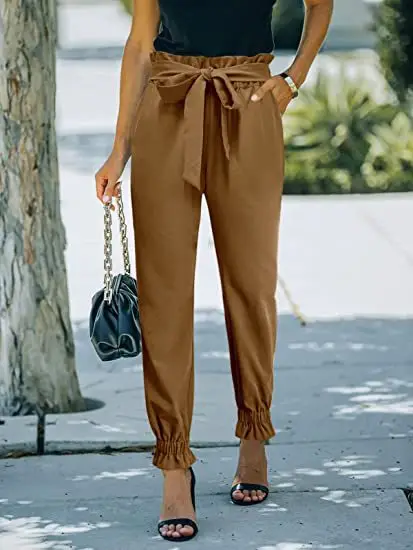 Green High Waist Lace-up Trousers for Women — feature 10