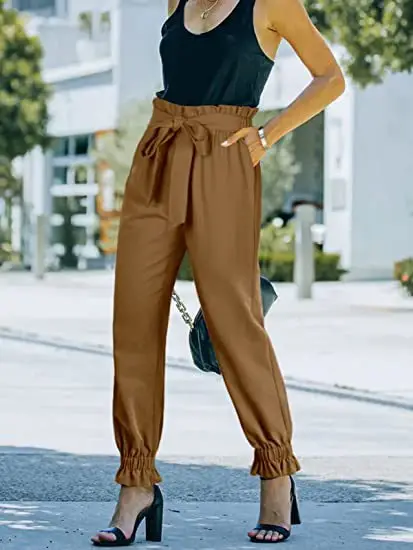 Green High Waist Lace-up Trousers for Women — feature 11