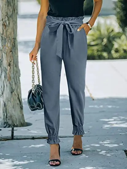 Green High Waist Lace-up Trousers for Women — feature 13