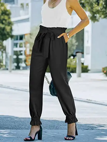 Green High Waist Lace-up Trousers for Women — feature 2