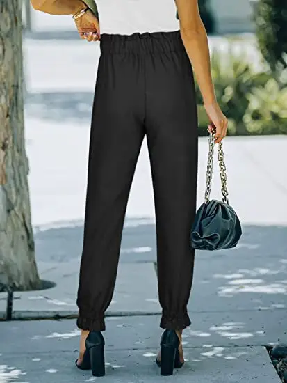 Green High Waist Lace-up Trousers for Women — feature 3