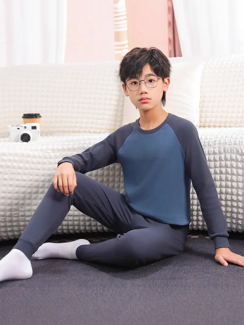 Children's Pure Cotton Soccer Print Pajama Set Grey - Image 27