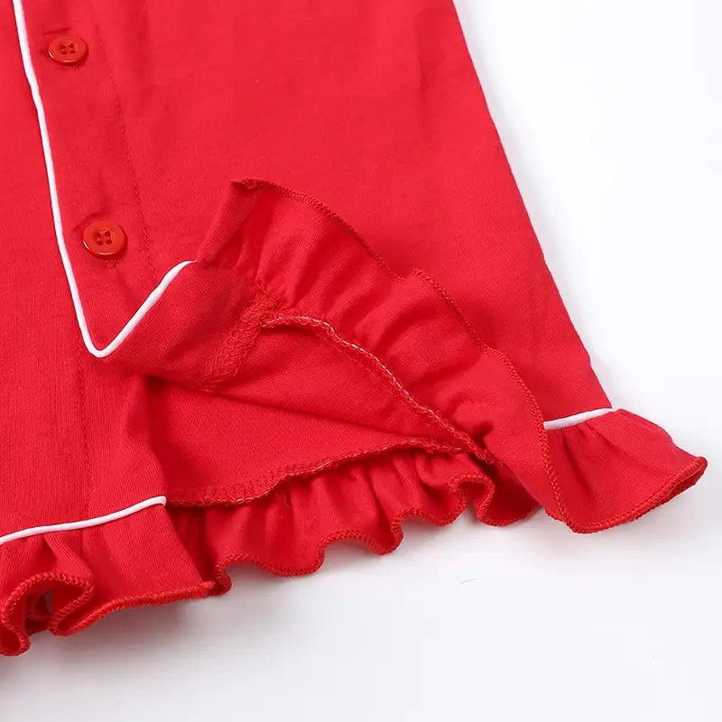 Red Long Sleeve Pajama Set for Girls Christmas - Image 5